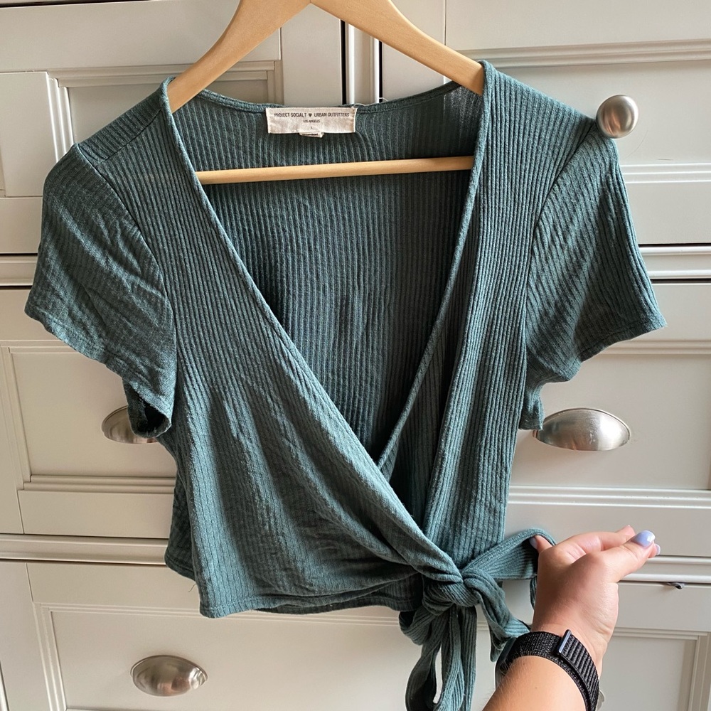 teal urban outfitters cross top